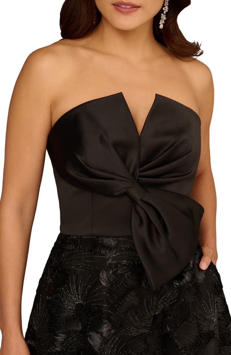 Aidan Mattox by Adrianna Papell Bow Sequin Strapless Gown, Alternate, color, Black