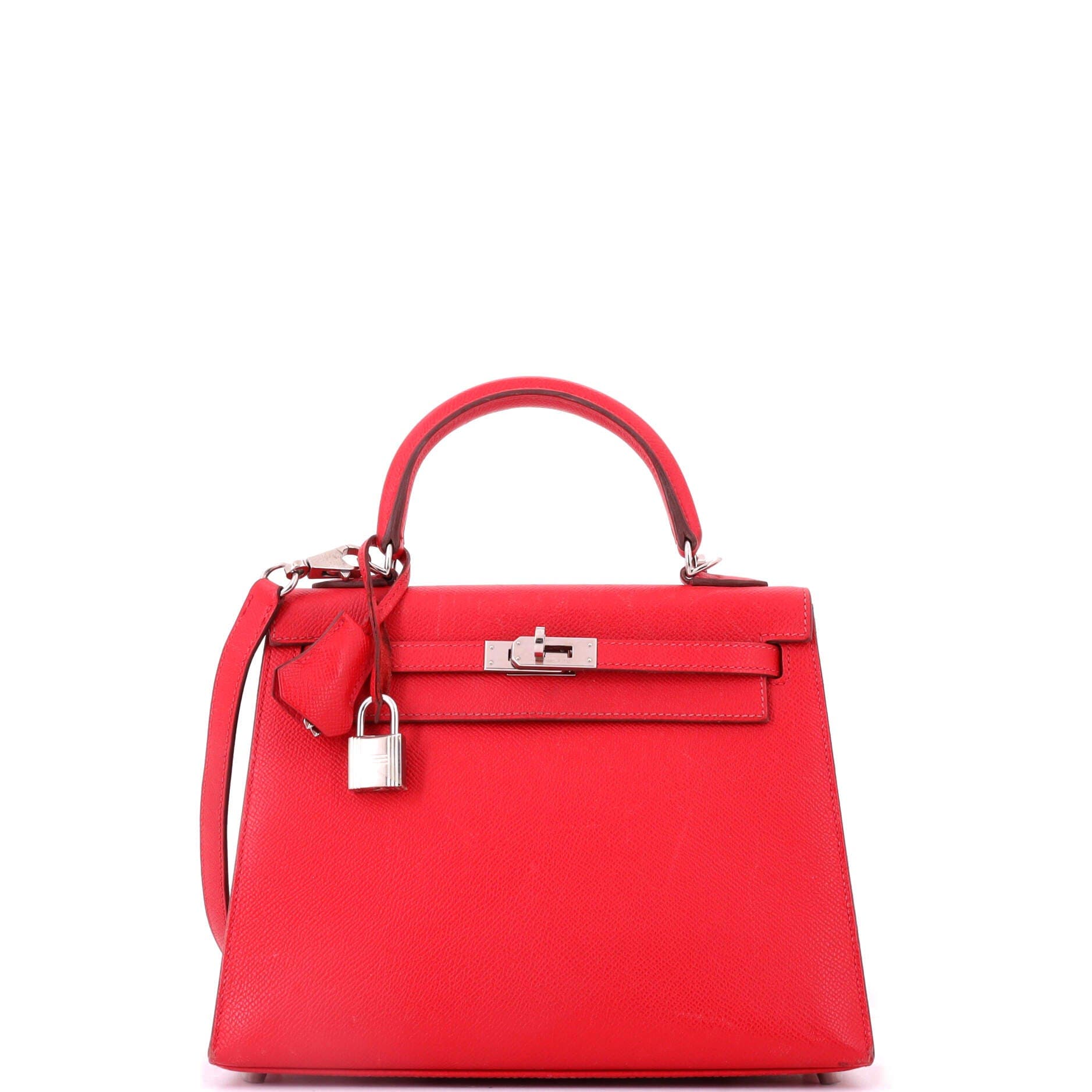 Pre-Owned Hermes Kelly Handbag Pink Epsom with Palladium Hardware 25, Main, color, Bougainvillier