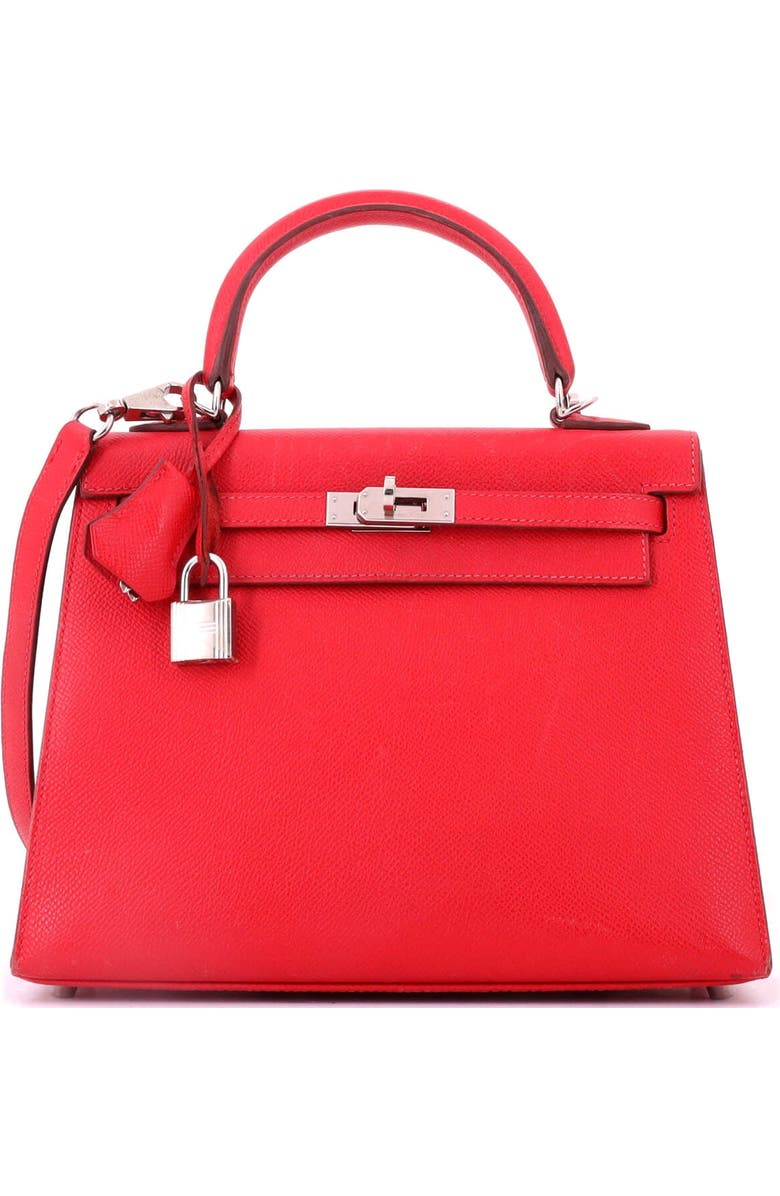 Pre-Owned Hermes Kelly Handbag Pink Epsom with Palladium Hardware 25, Main, color, Bougainvillier
