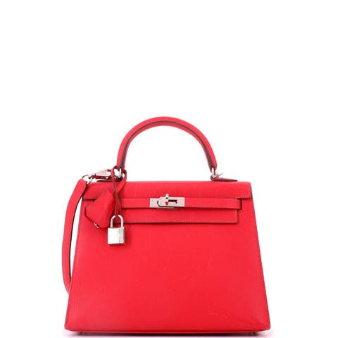 Kelly Handbag Pink Epsom with Palladium Hardware 25