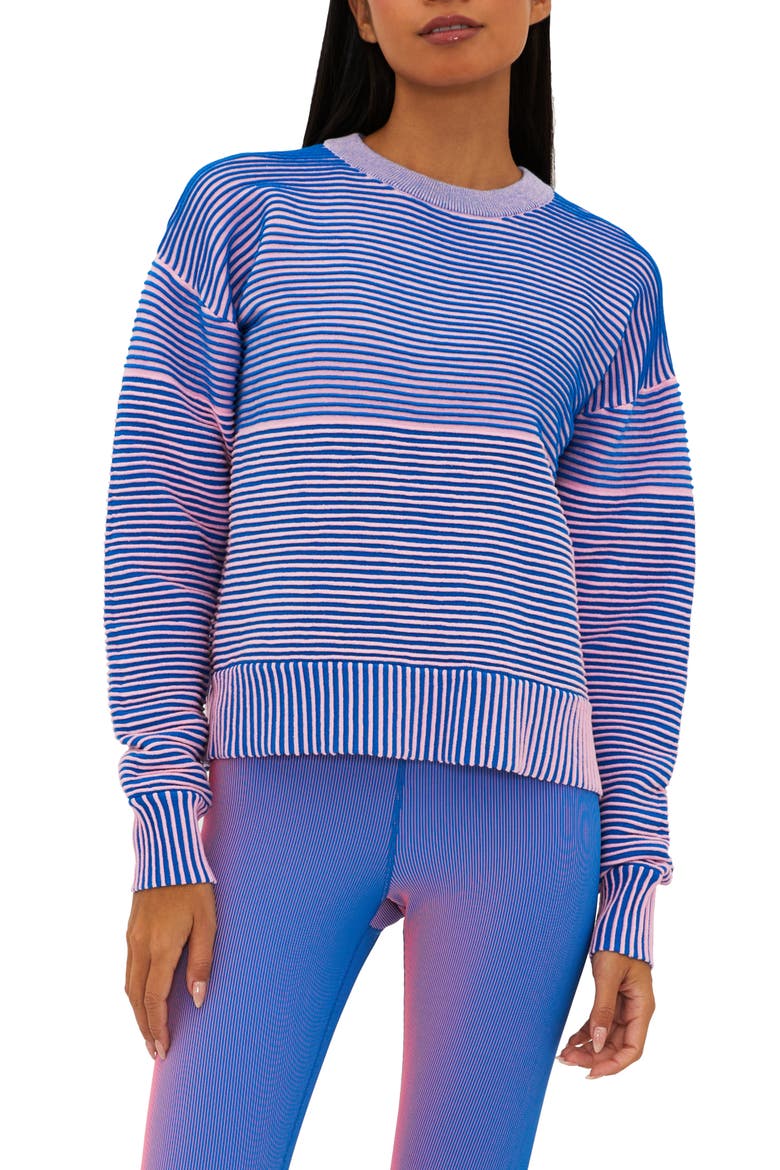 Occulus Textured Stripe Crewneck Sweater, Main, color, IMPERIAL TWO TONE
