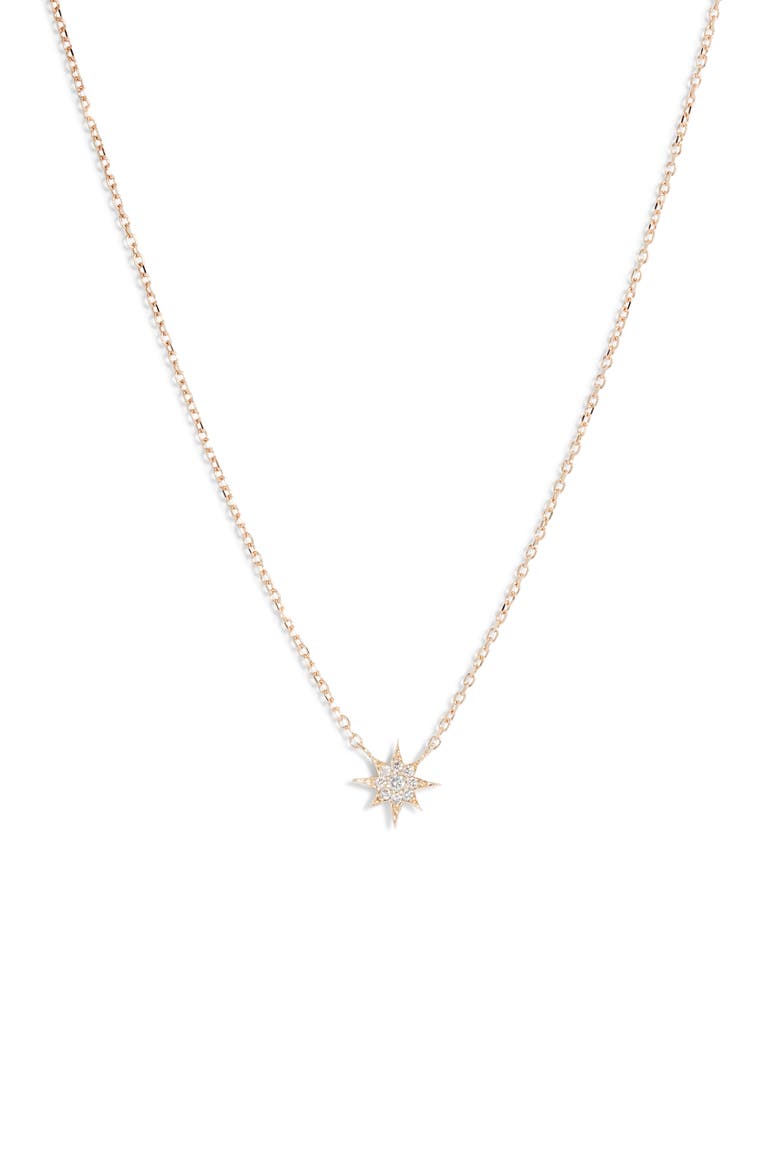 Diamond Starburst Pendant Necklace, Main, color, WHITE GOLD