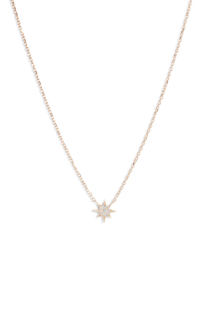 Anzie Diamond Starburst Pendant Necklace, Main, color, White Gold