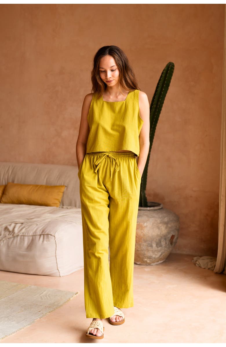 PINK HALEY Becca Linen Pants, Alternate, color, Lemongrass