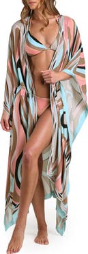 L'AGENCE Kara Abstract Swirl Cover-Up Maxi Duster