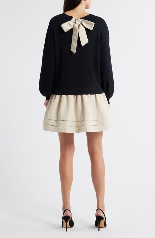 Zoe And Claire Long Sleeve Twofer Sweater Dress In Multi