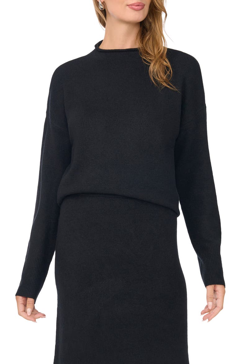 Loose Knit Crewneck Sweater, Alternate, color, RICH BLACK