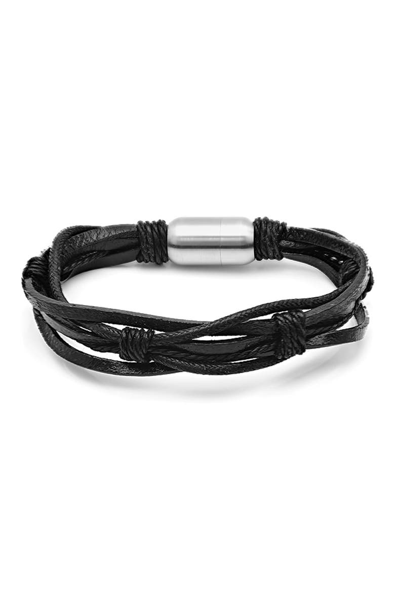 Men's Multi Strand Knotted Leather Bracelet, Main, color, BLACK KNOTS