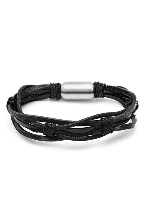 Men's Multi Strand Knotted Leather Bracelet
