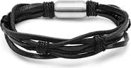 STEELTIME Men's Multi Strand Knotted Leather Bracelet
