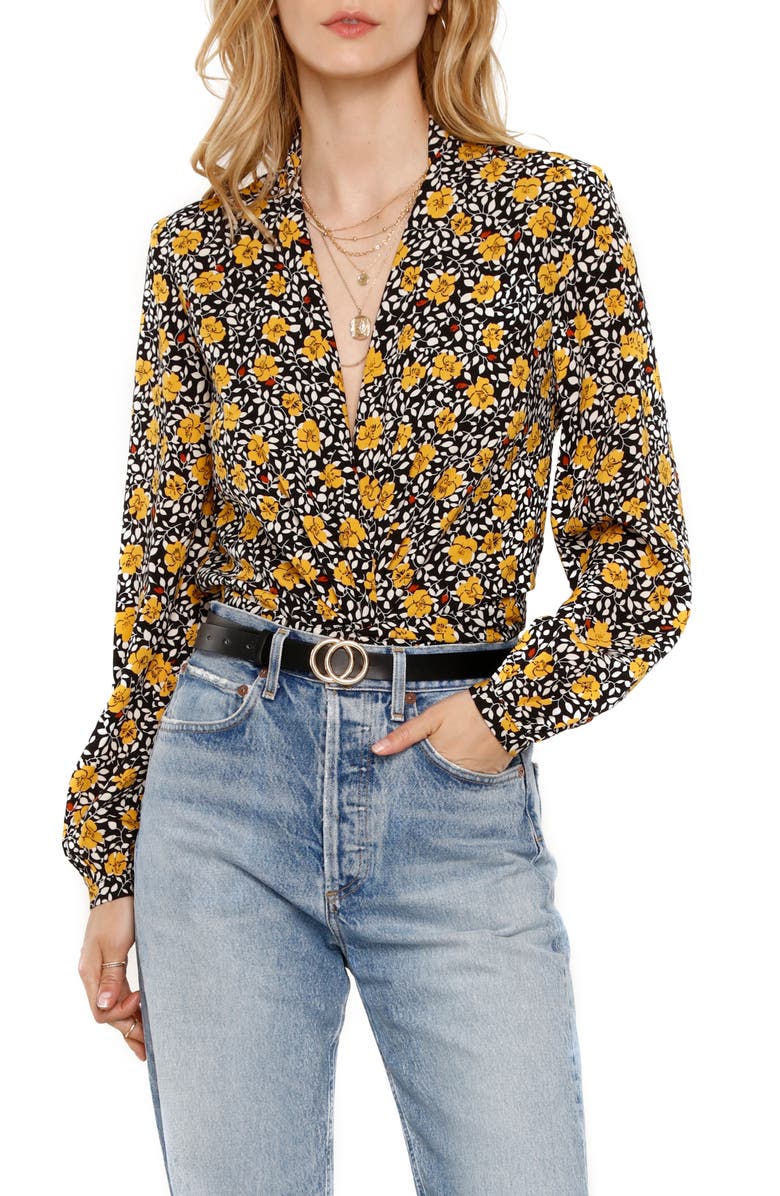Heartloom Camille Floral Print Faux Wrap Top, Main, color, 