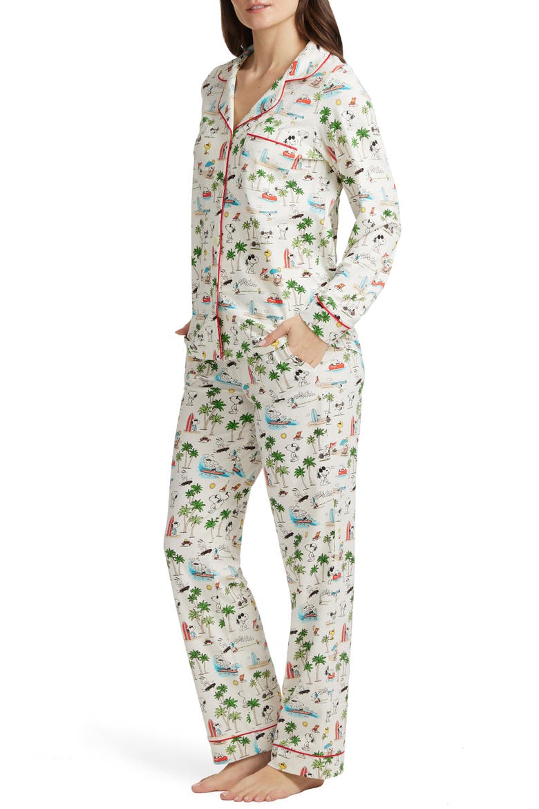 Long Sleeve Print Pajamas, Alternate, color, SNOOPY VENICE BEACH