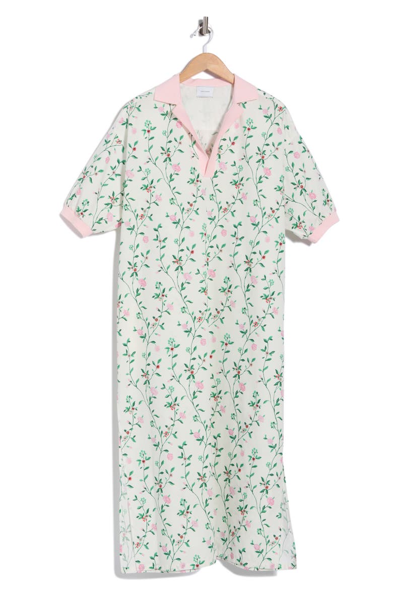 Floral Short Sleeve Polo Dress, Alternate, color, PINK