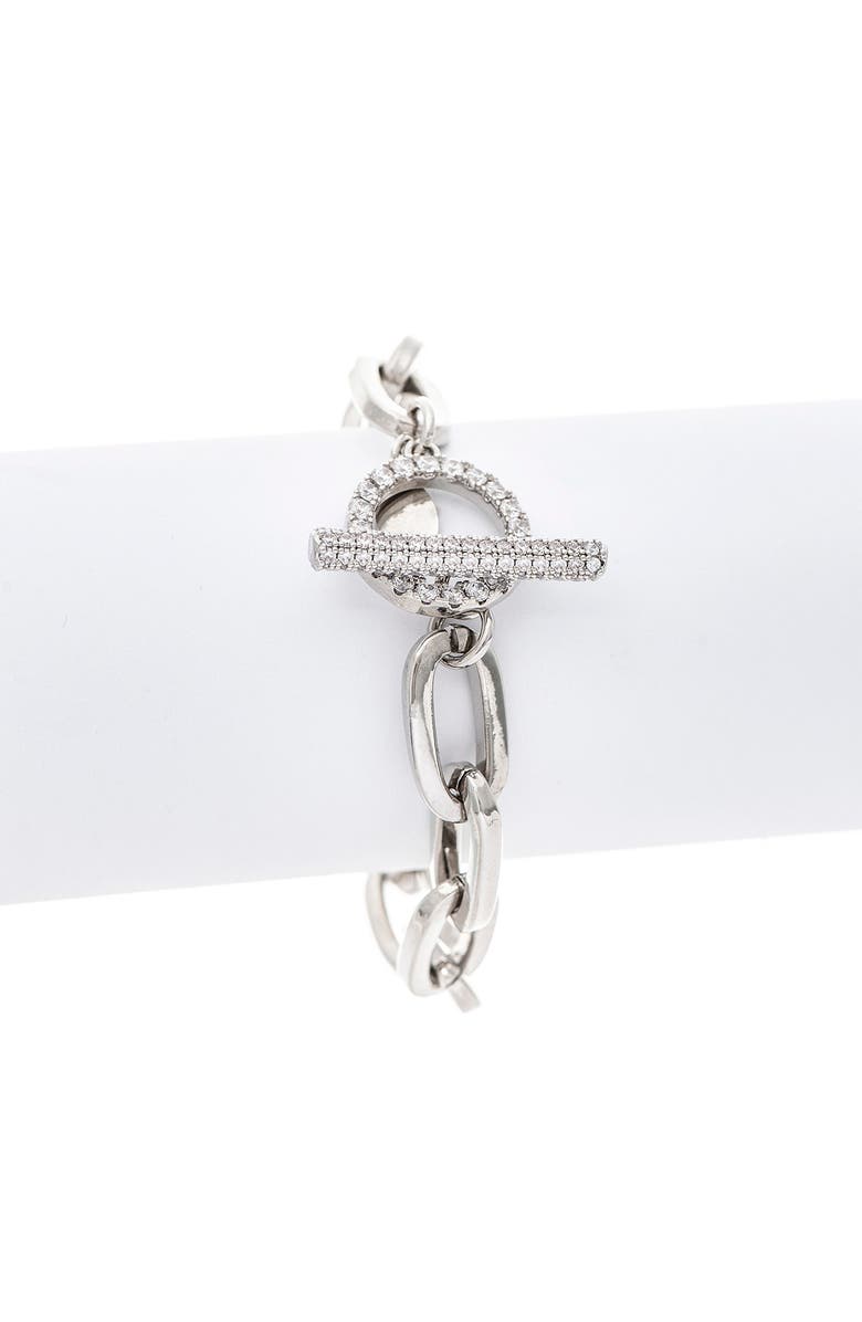 RIVKA FRIEDMAN Paperclip Pavé Cubic Zirconia Toggle Polished Bracelet, Alternate, color,