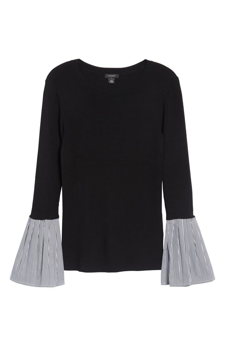 Halogen<sup>®</sup> Poplin Bell Cuff Sweater, Alternate, color,