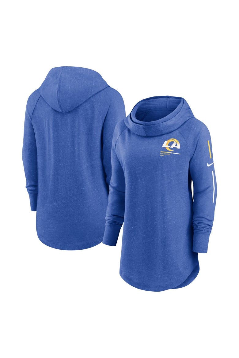 Women's Nike Royal Los Angeles Rams Minimal Statement Lightweight Raglan Funnel Neck Pullover Hoodie, Alternate, color, Royal