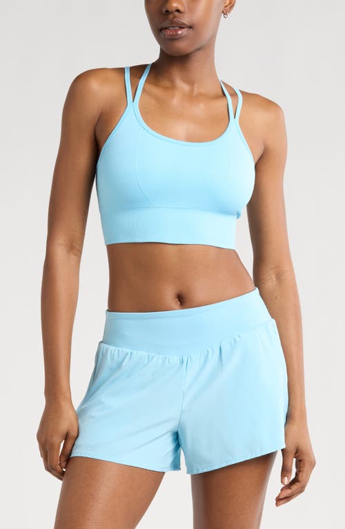 Zella Seamless Strappy Sports Bra in Blue Sky at Nordstrom, Size Small