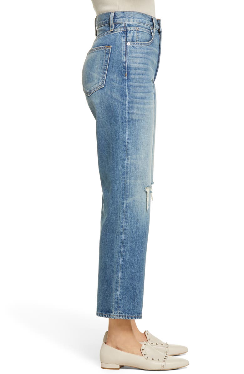 SLVRLAKE London Ripped High Waist Crop Straight Leg Jeans, Alternate, color,