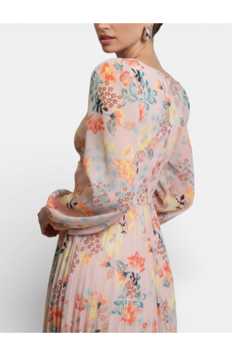 RACHEL Rachel Roy Long-Sleeve Amira Pleated Midi Dress, Alternate, color, Blush Bloom