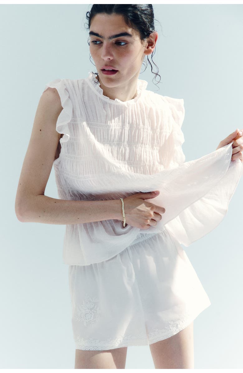 H&M Smocked Peplum Top, Alternate, color, White