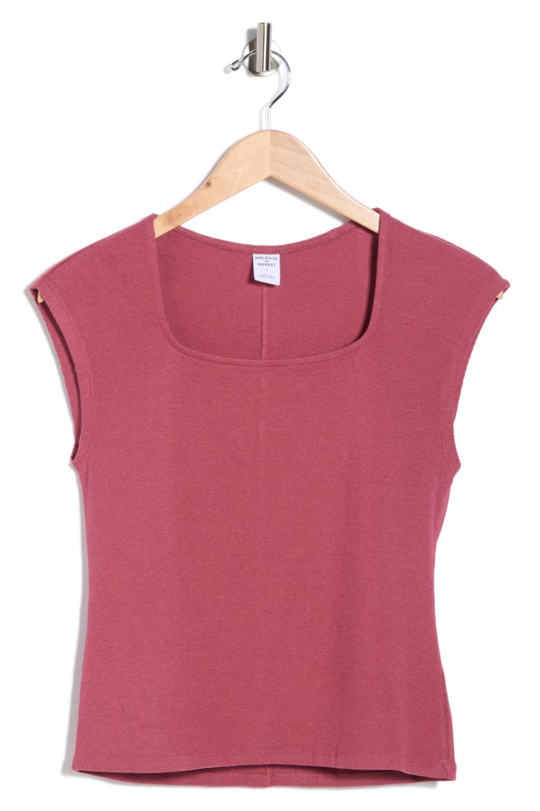Square Neck Top, Alternate, color, BURGUNDY MAROON