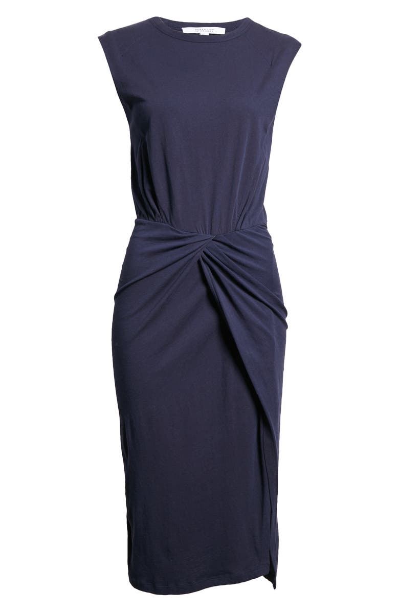 Derek Lam 10 Crosby Landry Sleeveless Twist Waist Cotton Dress, Alternate, color, Navy