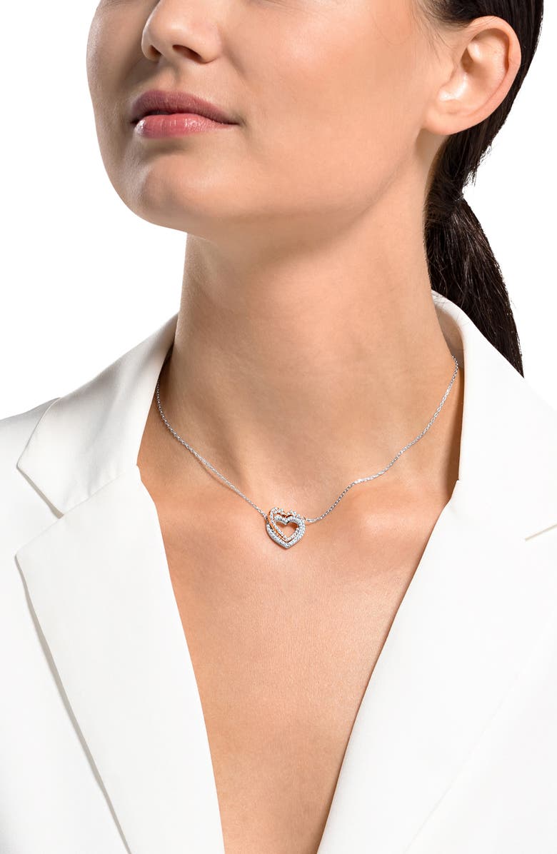 Swarovski Infinity Double Heart Pendant Necklace, Alternate, color, 