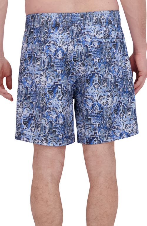 Robert Graham Quickdry Boxer Board Shorts In Blue Damask