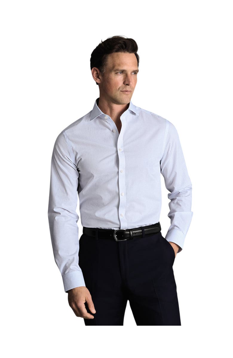 Charles Tyrwhitt Non-Iron Stretch Poplin Check Shirt, Main, color, Cornflower Blue