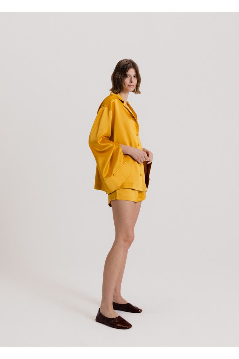 Silk Mini Shorts, Alternate, color, Gold