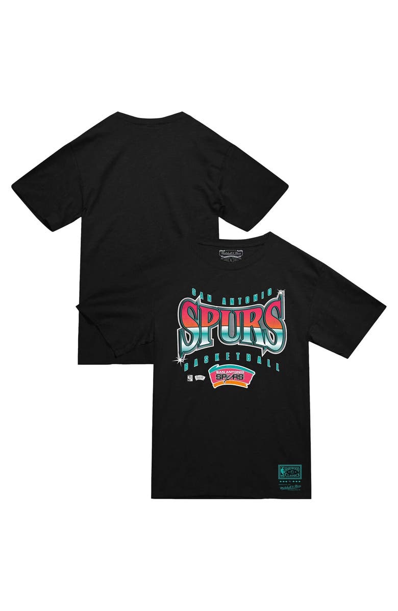 Mitchell & Ness Men's Mitchell & Ness  Black San Antonio Spurs Worldwide Collection Glow Up T-Shirt, Alternate, color, 