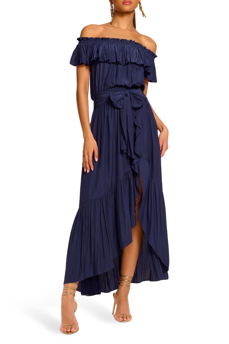 Gloria Off-the-Shoulder Dress, Main, color, SPRING NAVY