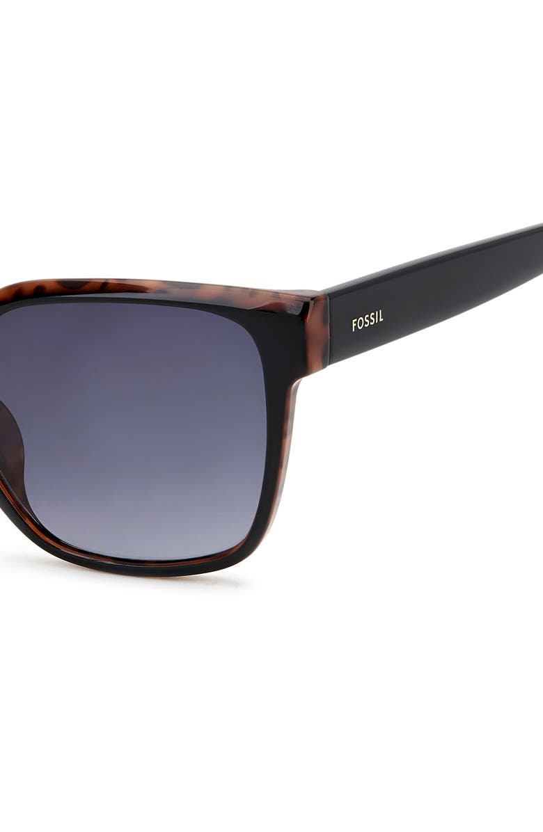 Fossil 55mm Gradient Cat Eye Sunglasses, Alternate, color, Black/ Dark Grey Sf