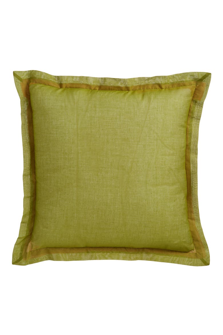 Cotton & Organza Accent Pillow, Alternate, color, PEACH - LEAVES GREEN