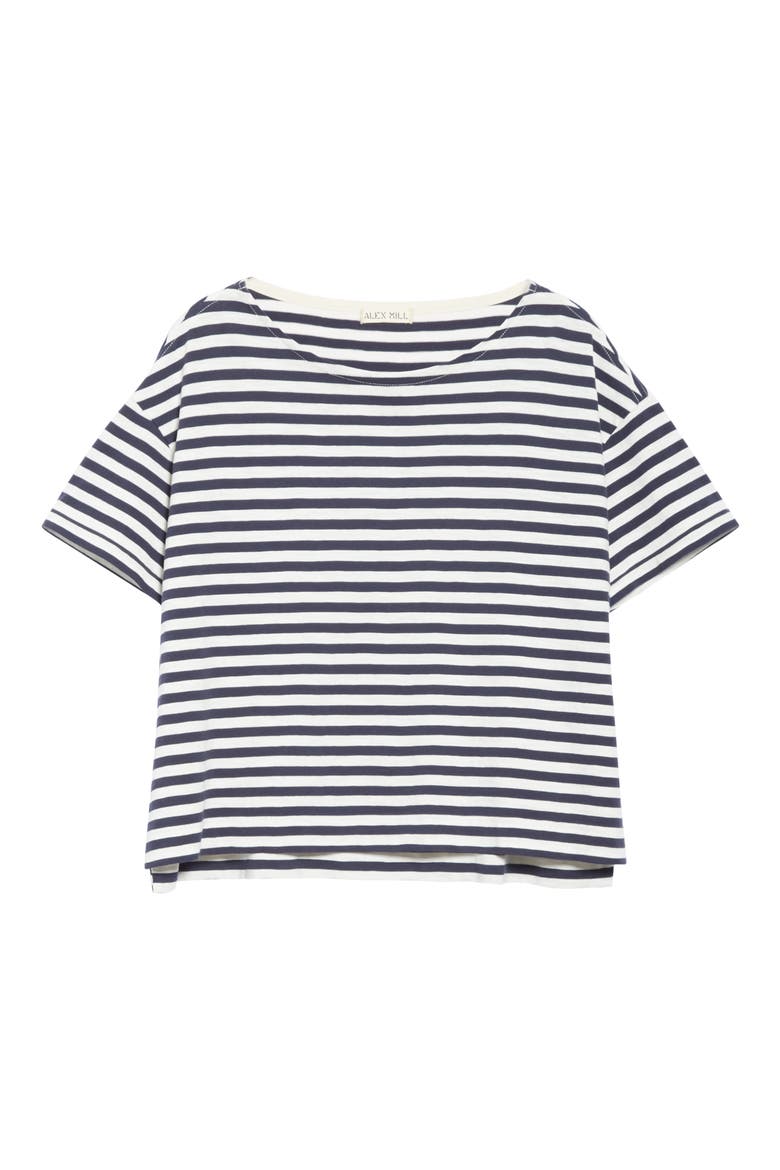 Stripe Slub Boxy Tee, Alternate, color, NAVY/ NATURAL