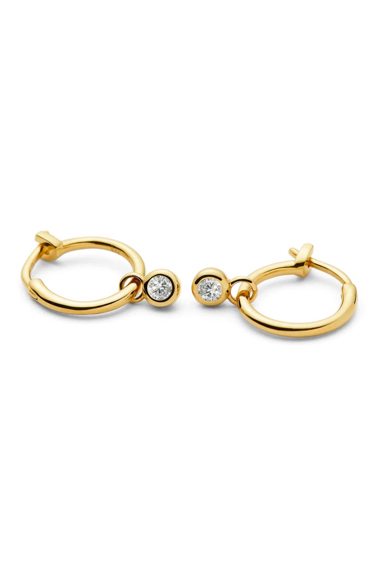 Tennis Charm Mini Hoop Earrings, Alternate, color, GOLD