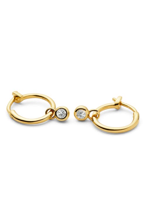 Missoma Womens Tennis Charm Mini 18ct Yellow Gold Vermeil And Cubic Zirconia Hoop Earrings In Gold