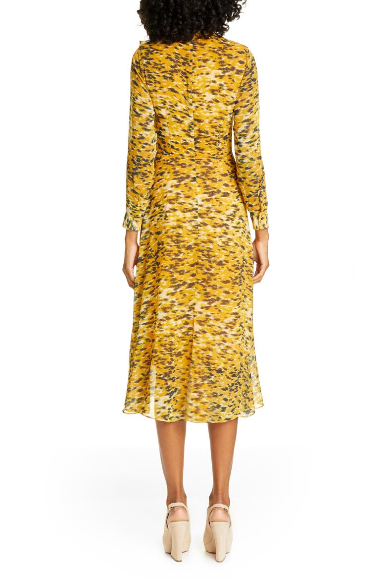 Ines Ikat Animal Print Long Sleeve Dress, Alternate, color, YELLOW/ MULTI