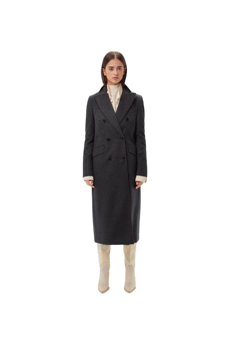 Cashmere Peak Lapel Long Coat, Main, color, charcoal