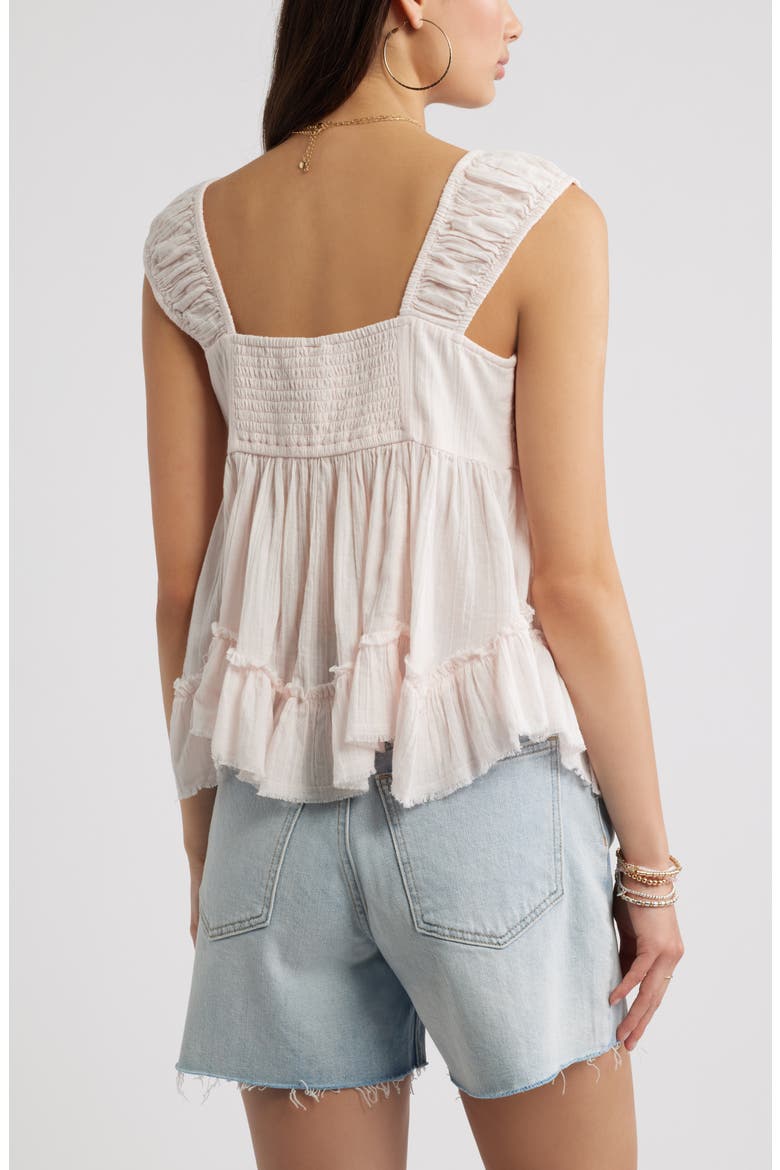 Cap Sleeve Cotton Babydoll Top, Alternate, color, PINK HEAVEN