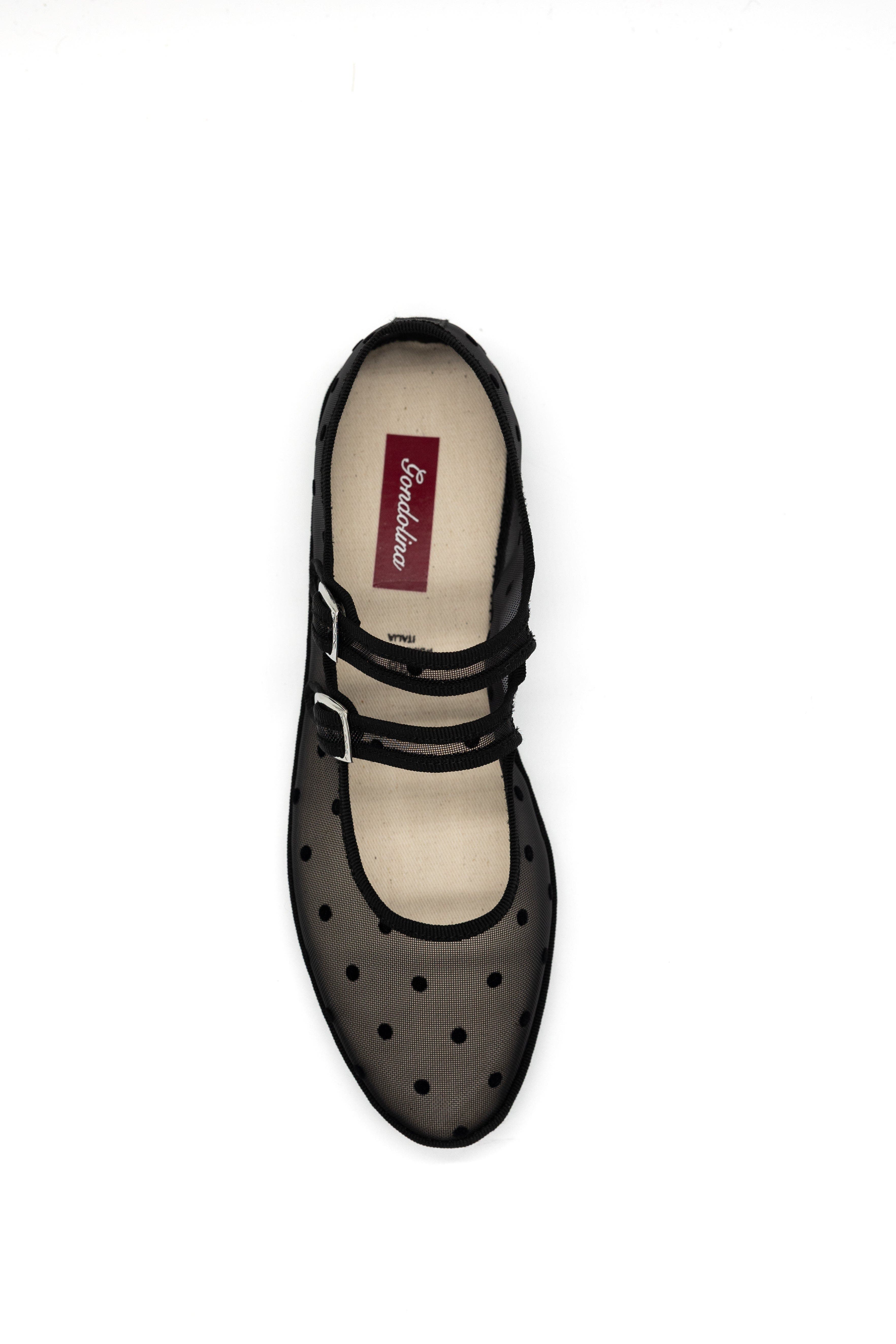 Moretta Double Strap Mary Jane Flats, Alternate, color, Black Dots