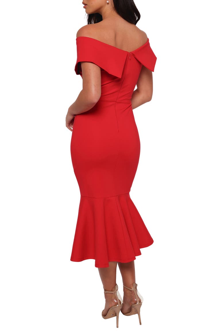 Dailene Off the Shoulder Midi Dress, Alternate, color, RED