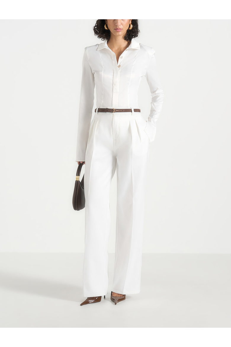 Julie Satin Twin Pleat Pants, Alternate, color, Off White