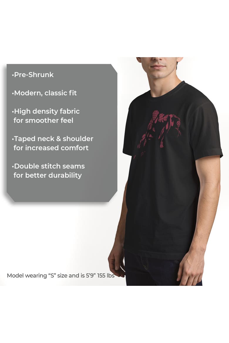 Men's Marvel Spider-Man Vintage Red Wraith Shadow Pose  Graphic T-Shirt, Alternate, color, Black: Muted Red