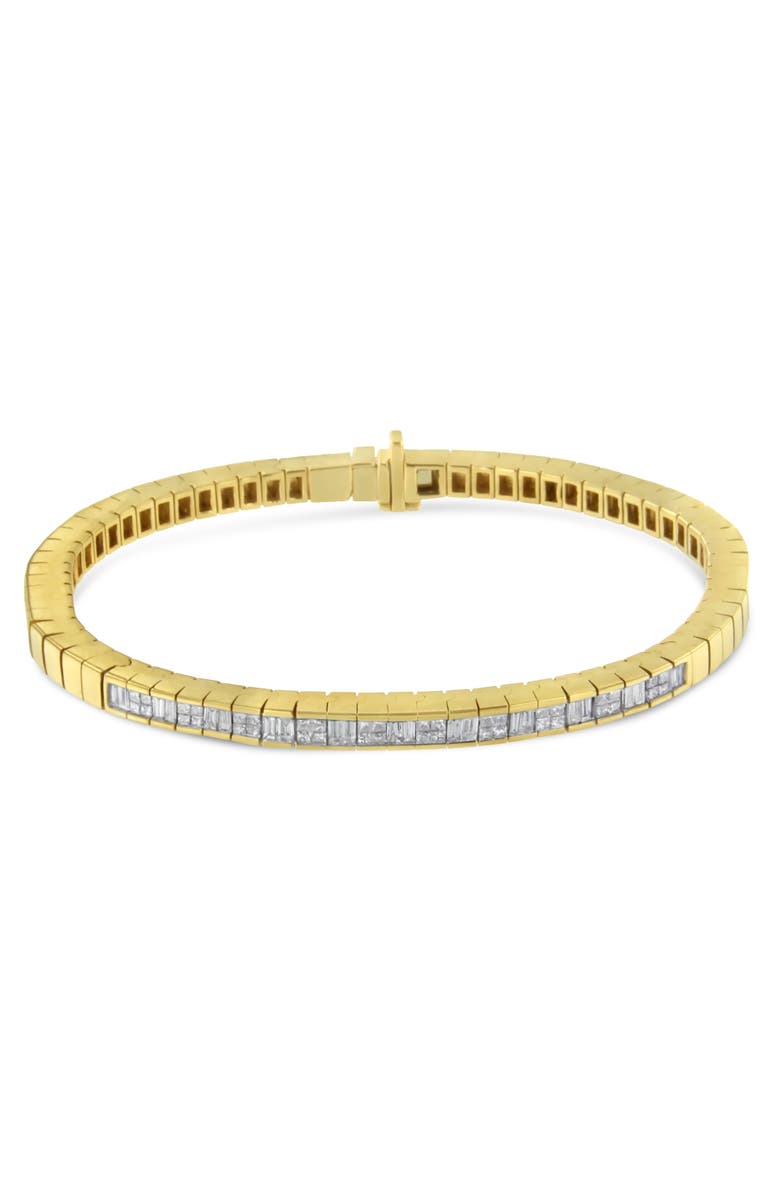 Haus of Brilliance 14K Yellow Gold 1-1/10 Cttw Princess & Baguette Cut Diamond Alternating Stone Eternity Tennis Bracelet, Alternate, color, Yellow Gold