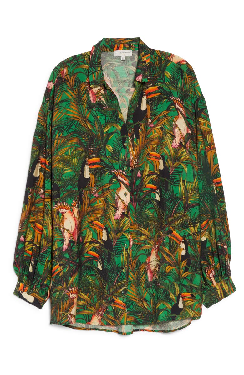 Never Fully Dressed Green Parrot Button-Up Shirt, Alternate, color,