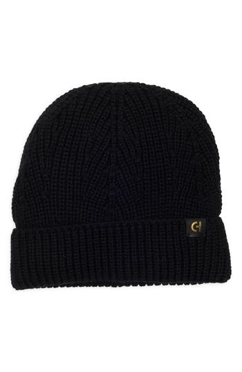 Cole Haan Ribbed Cuffed Beanie In Black