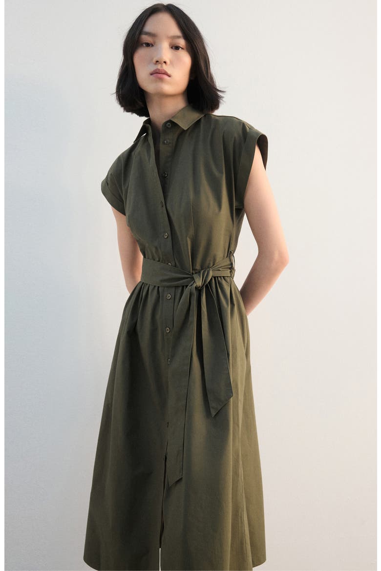 Tie Belt Shirtdress, Alternate, color, KHAKI GREEN