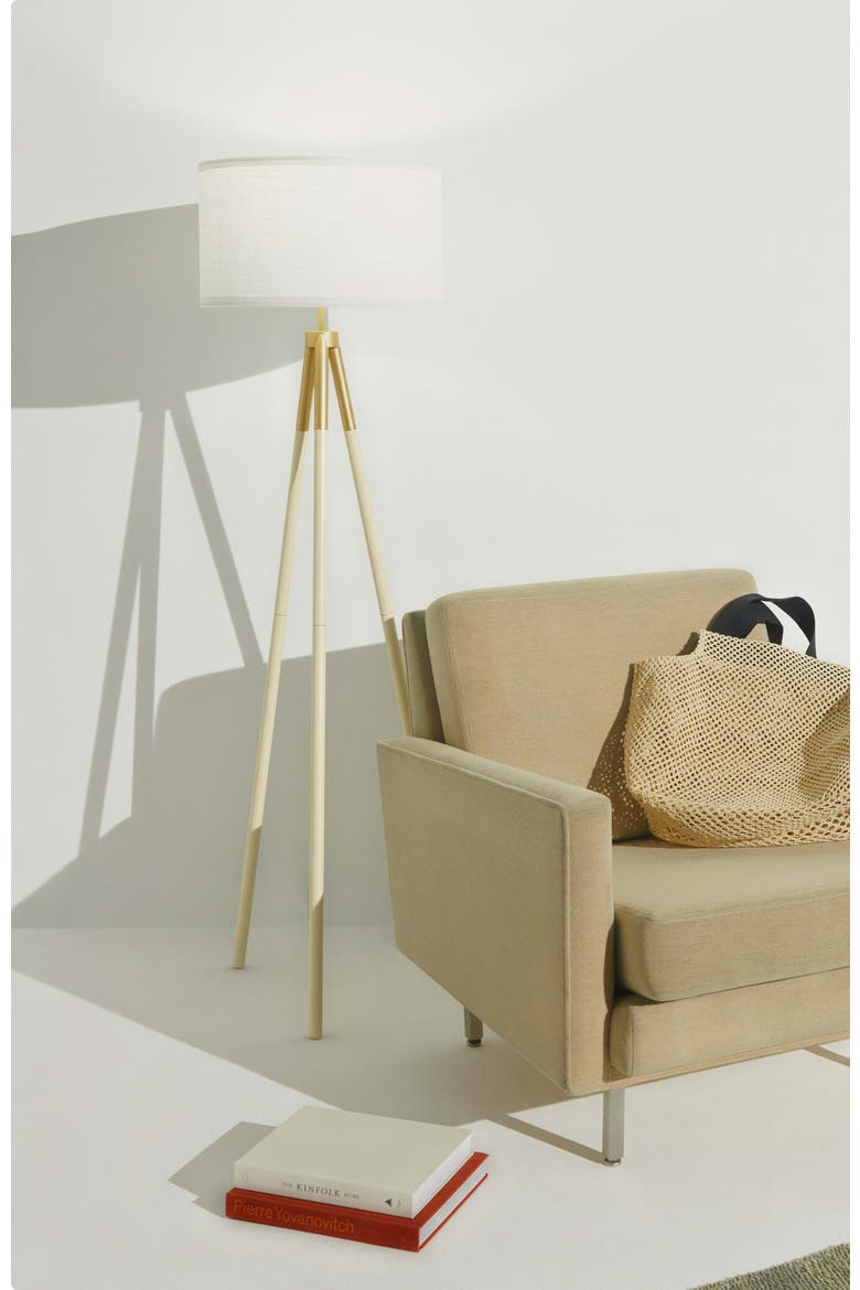 Levi 61" Modern LED Floor Lamp with Gold Accent, Bulb Included, Alternate, color, Cream with Gold Accents