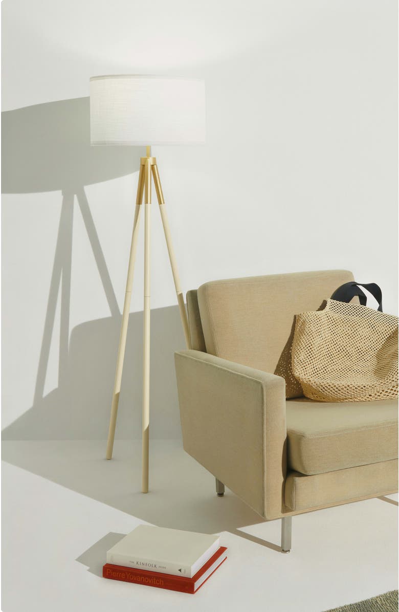 Brightech Levi 61" Modern LED Floor Lamp with Gold Accent, Bulb Included, Alternate, color, Cream With Gold Accents